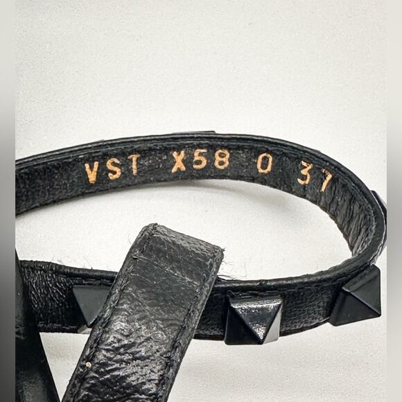 Valentino Garavani Rockstud Gladiatore Sandals Black Leather Ankle Tie EU 37 US7 - Picture 8 of 13